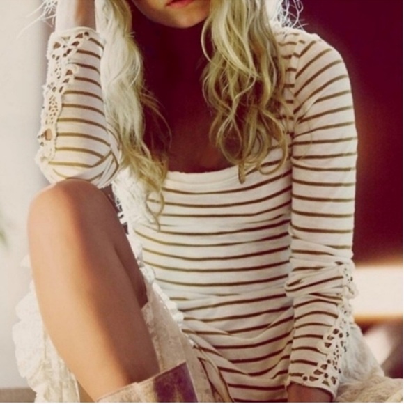 Free People Mustard Tuscaloosa Hard Candy
Henley with Beaded Crocheted Cuffs - Picture 1 of 9